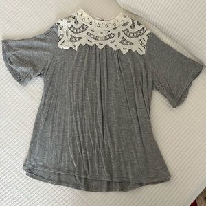 Grey Lace Top